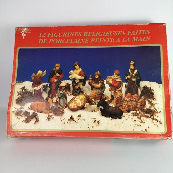 Vintage Ceramic Nativity Scene Christmas Danson Decor 11 Pieces Hand Painted - Picture 3 of 14